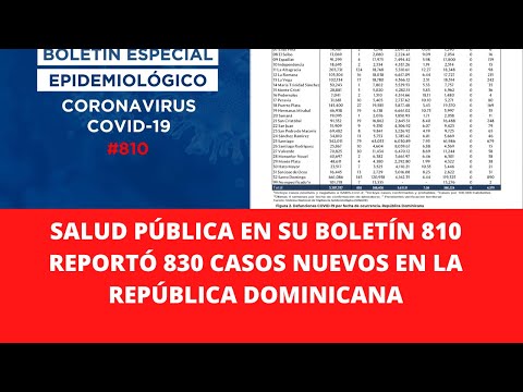 SALUD PÚBLICA EN SU BOLETÍN 810 REPORTÓ 830 CASOS NUEVOS EN LA REPÚBLICA DOMINICANA