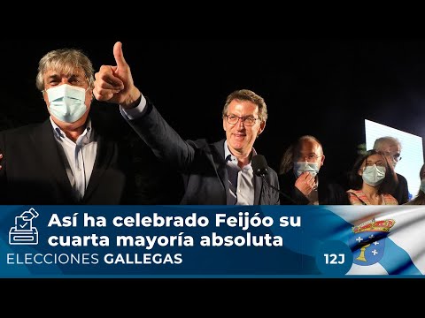 Fiesta en la sede del PP en Galicia: así ha celebrado Feijóo su mayoría absoluta