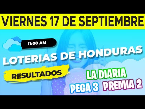 Sorteo 11AM Loto Honduras La Diaria Pega 3 Premia 2, Viernes 17 de Septiembre del 2021 | Ganador 