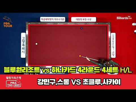 4세트 HL 블루원 리조트(강민구,스롱) vs 하나카드(초클루,A.사카이)[웰컴저축은행 PBA 팀리그 2023-2024] 4라운드