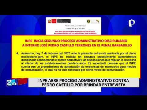 INPE abre nuevo proceso disciplinario contra Pedro Castillo por entrevista a medio extranjero (3/2)