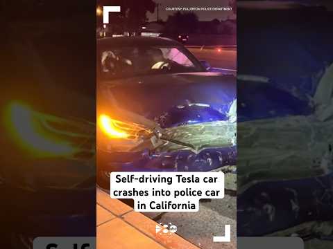 Self-driving Tesla car crashes into police car in California