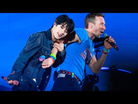 BTS Jin x Coldplay LIVE - The Astronaut & My Universe FULL FANCAM BTS V & RM Reaction to jin 2025