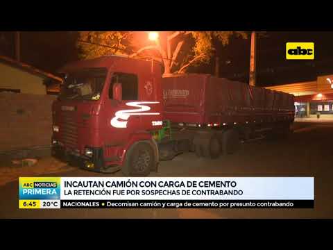 Incautan camión con carga de cemento, presuntamente de contrabando