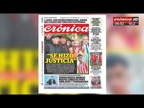 Se hizo justicia, el crimen de Lucas González en la tapa del Diario Crónica