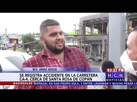 Daños materiales, deja colisión entre rastra y pickup en Copán