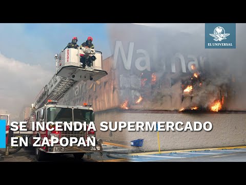 Reportan fuerte incendio en Walmart de Zapopan, Jalisco