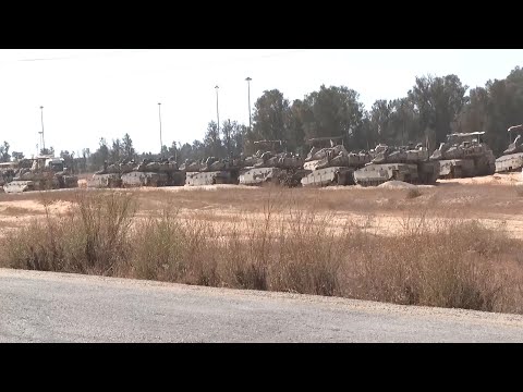 Tanks and armoured vehicles seen along Israel's border with southern Gaza Strip