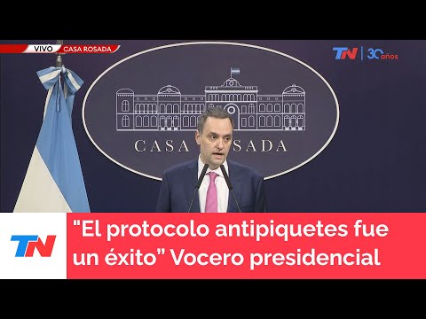 El protocolo antipiquetes fue un éxito no solo en Buenos Aires Manuel Adorni, vocero presidencial