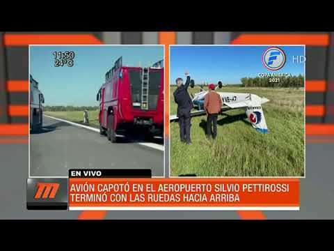 Aeronave capotó en el aeropuerto Silvio Pettirossi