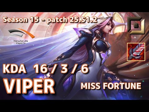 【KRサーバー/C1】HLE Viper ミスフォーチュン(Miss Fortune) VS エズリアル(Ezreal) BOT - Patch25.S1.2 KR Ranked【LoL】