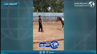 خيل ينتقم من صاحبه ويركله في عينه