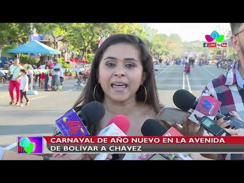 Familias de Managua disfrutan Carnaval de año nuevo en la Avenida de Bolívar a Chávez