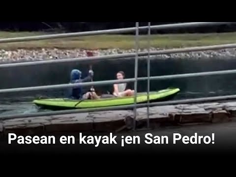 Desafían tormenta y pasean en kayak ¡en San Pedro!