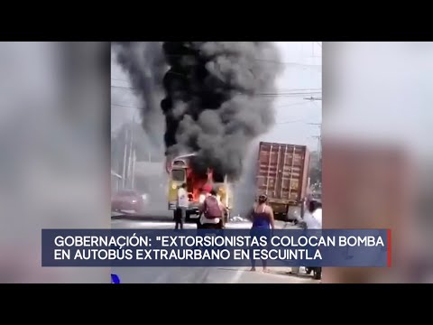 La PNC confirma que un grupo de extorsionistas incendió un bus en Escuintla