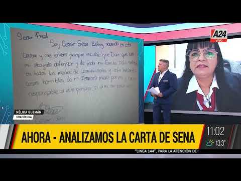 Caso Cecilia Strzyzowski: la carta del acusado César Sena, analizada por una grafóloga