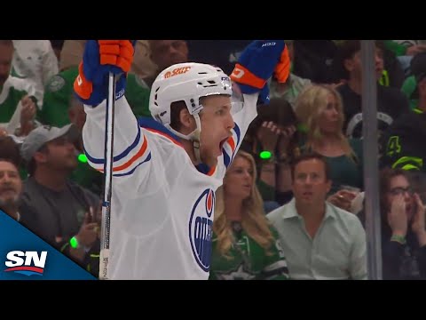 Oilers Philip Broberg Fires Through Traffic To Score His First Career Playoff Goal
