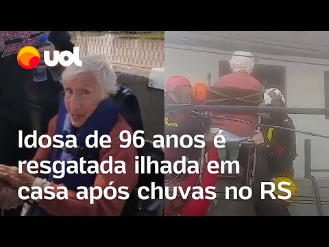 Enchentes no RS: Idosa de 96 anos é resgatada de inundação e se emociona; vídeo flagra momento