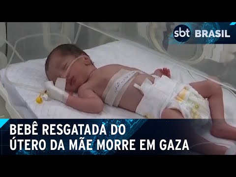 Morre bebê resgatada do útero da mãe morta após bombardeio em Gaza | SBT Brasil (26/04/24)