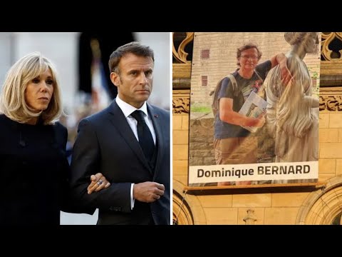 Obsèques de Dominique Bernard : L’arrivée de Brigitte et Emmanuel Macron devant la cathédrale