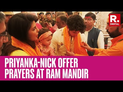 Priyanka Chopra y Nick Jonas reciben una cálida bienvenida en Ayodhya durante su visita al Ram Mandir con la familia