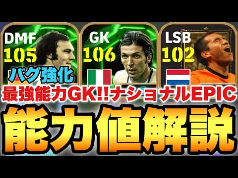 【最強GK!?】106ブッフォン!!ナショナルEPIC能力値育成解説!!今回のベッケンは覚醒してる!!【eFootballアプリ2025/イーフト】