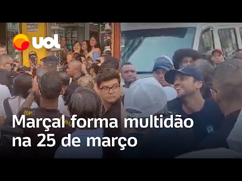 Pablo Marçal forma multidão na 25 de Março, em São Paulo; veja vídeos