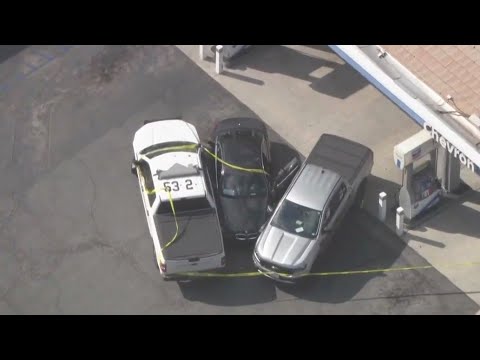 Car chase ends in crash at gas station