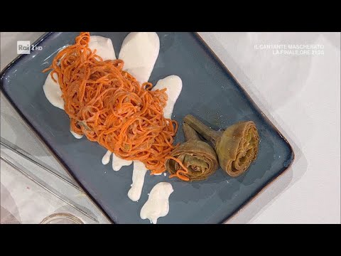 Tonnarelli rossi con burrata e carciofi - E' sempre Mezzogiorno 26/02/2021