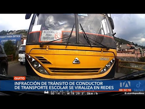 Infracción de tránsito de un bus escolar en Quito se viralizó en redes