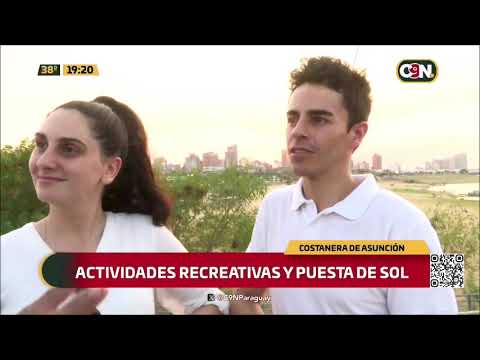 Actividades recreativas y puesta de sol en la Costanera de Asunción