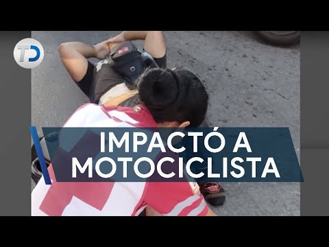 Conductor no respeta semáforo e impacta a motociclista