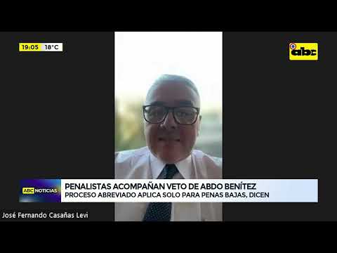Penalistas acompañan veto de Abdo Benítez