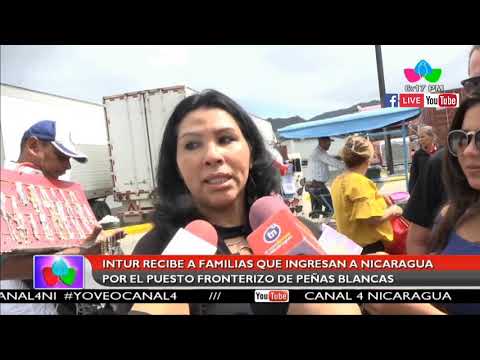 INTUR recibe a familias que ingresan por a Nicaragua por el puesto fronterizo de Peñas Blancas