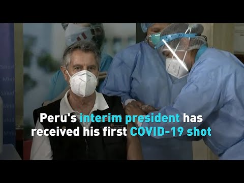 Peru's interim president has received his first COVID-19 shot