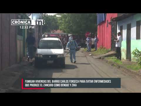 Brigadistas fumigan y abatizan viviendas en el barrio Carlos Fonseca - Nicaragua