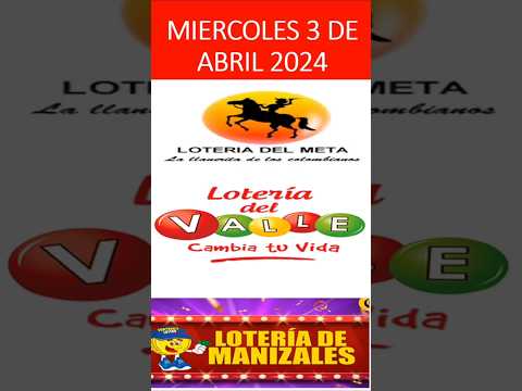 Números de la Suerte LOTERIA DEL META VALLE Y MANIZALES HOY MIERCOLES 3 de Abril 2024 |  #loteria