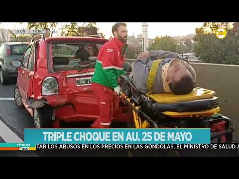 Triple choque en cadena en Au. 25 de mayo: 1 persona herida ?N8:00? 05-04-24