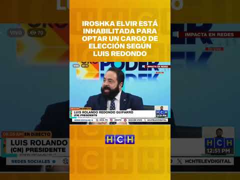Iroshka Elvir está inhabilitada para optar un cargo de elección según Luis Redondo