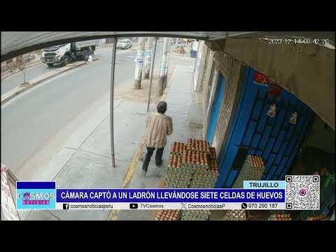 Trujillo: cámara captó a un ladrón llevándose siete celdas de huevos
