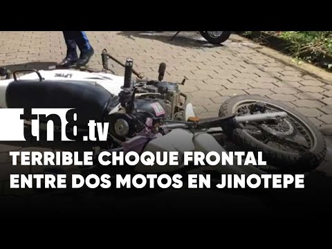 ¡Como toros! Choque frontal de motos en Jinotepe deja tres lesionados