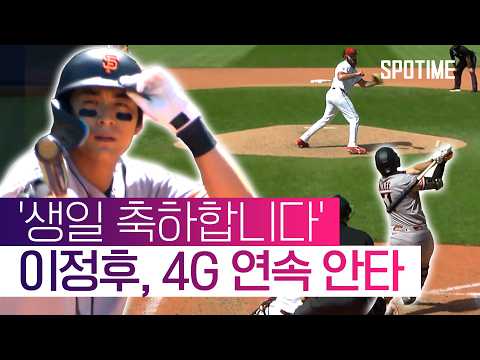 이정후, 4경기 연속 안타 행진… 타율 3할 육박