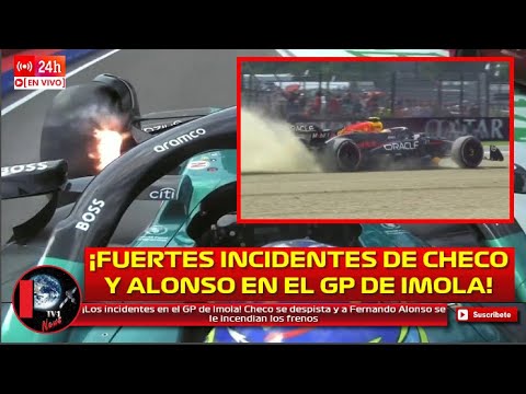 ¡Los incidentes en el GP de Imola! Checo se despista y a Fernando Alonso se le incendian los frenos