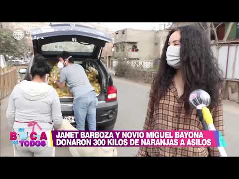 Janet Barboza y su novio donaron 500 kilos de naranjas para asilos