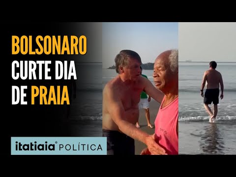 SEM CAMISA, BOLSONARO APARECE CURTINDO PRAIA EM ANGRA DOS REIS (RJ)