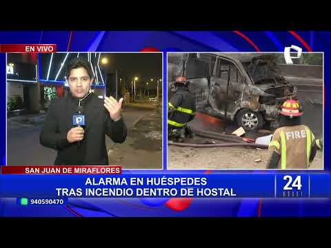 ¡Increíble! Vehículo se incendió dentro de la cochera de un hotel en SJM (2/2)