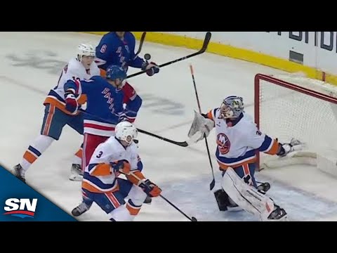 Rangers Will Cuylle Deflects Puck Off His Head To Score vs. Islanders