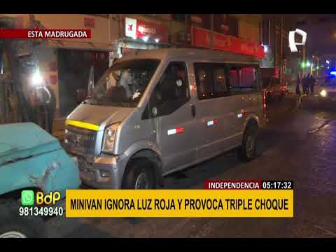 Minivan ignora luz roja y provoca triple choque en Independencia