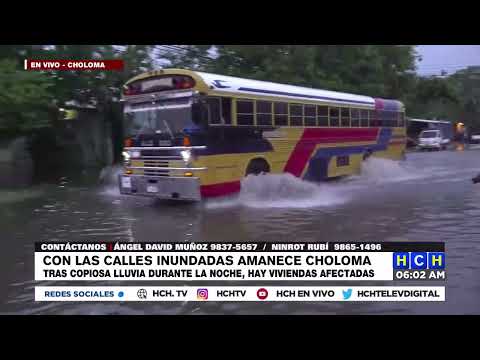 ¡Inundaciones en Choloma! Calles completamente inundadas tras copiosa lluvia durante la noche