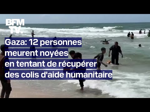 Bande de Gaza: 12 personnes meurent noyées en tentant de récupérer des colis humanitaires dans l’eau
